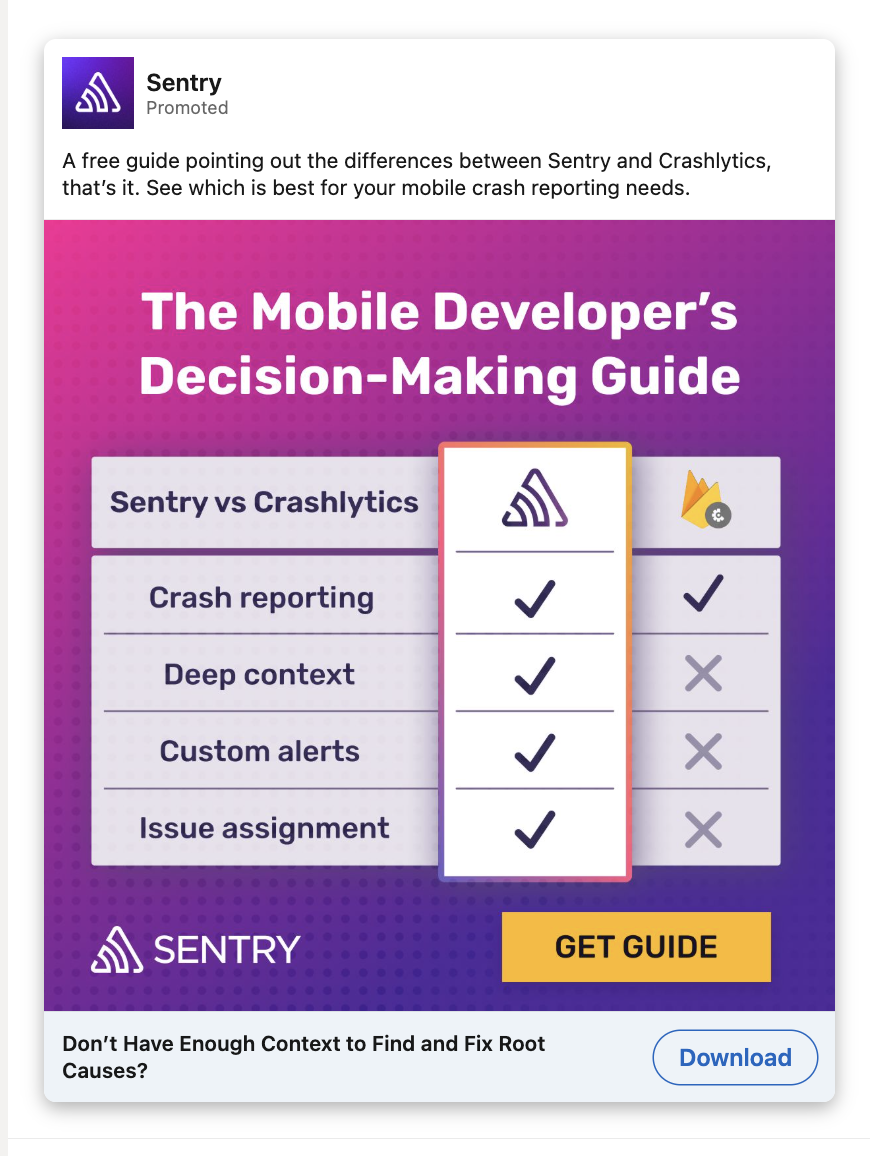 Sentry ad: the mobile developer's decision-making guide